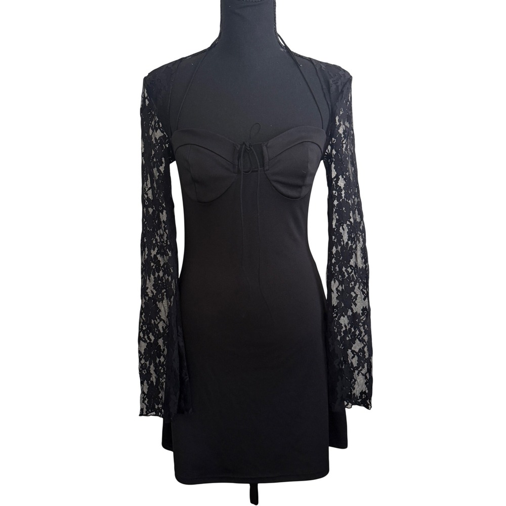 Womens Lace Babydoll Fairy Grunge Whimsigoth Slip Mini Dress M Dark Romantic
